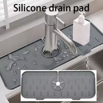 Нескользящий расширяющийся коврик для раковины, кухонный сливной коврик, современный простой шланг для раковины, смеситель для ванной, силиконовая подушка для слива one size чёрный