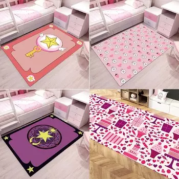 Нескользящий розовый милый ковер с рисунком ветра для девочек, новый прикроватный коврик с героями мультфильмов для детской спальни 40x60cm