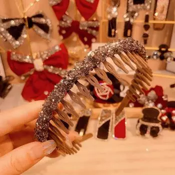 Нескользящий шампунь пластиковые зубчики резинка для волос волна отделка стразами девочки стразы резинка для волос женская модная головной убор