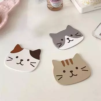 Нескользящий силиконовый коврик в форме кошки, держатель для кофе, чая, напитков, мультяшная подставка для горячих напитков, кухонная изолированная подставка, аксессуары