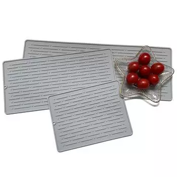 Нескользящий силиконовый квадратный коврик для сушки посуды, дренажный коврик, фильтр для воды, подставка для кухонных приборов, термостойкая защита, долговечность S розовый