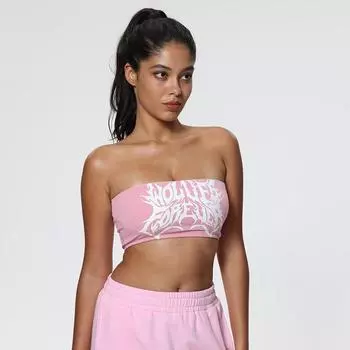 Нескользящий топ для йоги Wolf Head - спортивный бюстгальтер с принтом и высокой эластичностью Small белый