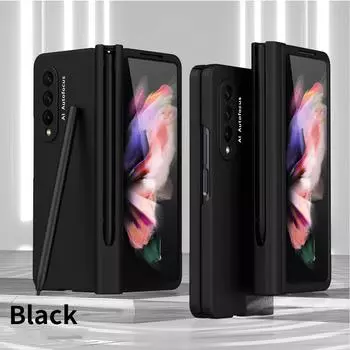 Нескользящий удобный складной чехол с держателем S Pen для Samsung Galaxy Z Fold 4 Fold4 Fold3 Fold2 Fold 3 2, пленочный чехол из закаленного стекла for Samsung Z Fold 2