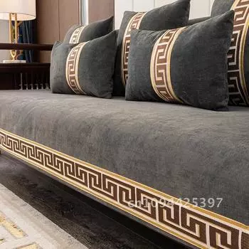 Нескользящий утолщенный чехол для дивана из синели, чехол для полотенца, чехол для сиденья, европейский чехол для дивана, защитное полотенце для дивана для декора гостиной, серый 70x70