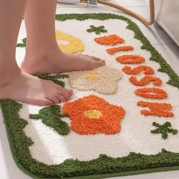 Нескользящий впитывающий ковер для ванной комнаты, домашние коврики для спальни, плюшевый напольный коврик, моющийся быстросохнущий ковер для ванной комнаты 40 * 60cm