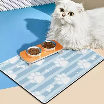 Нескользящий впитывающий коврик для миски для еды PU водонепроницаемый персонализированный коврик для собак кошек легко моющийся коврик для питья и кормления аксессуары S(30x40cm)