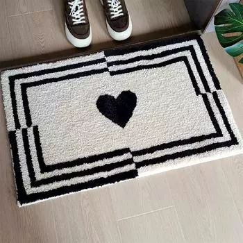 Нескользящий впитывающий коврик для ванной комнаты, коврик для ног в ванную комнату, черный и белый, светлый, роскошный ковер, дверной коврик, высококачественное флокирование, мягкий и толстый 40 * 60 cm