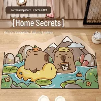 Нескользящий впитывающий коврик для ванной комнаты с изображением капибары 40x60cm