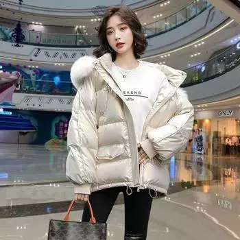 Несмываемая блестящая одежда на хлопковой подкладке женская зимняя одежда короткие свободные куртки на хлопковой подкладке новые утолщенные куртки на хлопковой подкладке M чёрный