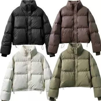 Несмываемая хлопковая одежда из искусственной кожи, женская короткая зимняя утепленная одежда со стоячим воротником, куртка в стиле Кендо S recommends 80-55 kg кофейный