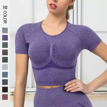Nessaj бесшовная женская спортивная футболка для йоги с короткими рукавами, топы для фитнеса, быстросохнущая одежда для тренировок в тренажерном зале