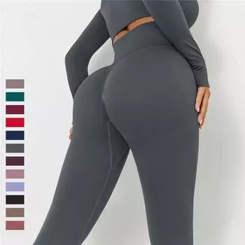 Nessaj бесшовные брюки для фитнеса женские колготки для йоги с высокой талией персиковые бедра спортивные леггинсы L чёрный