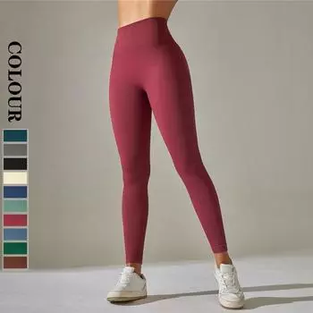 Nessaj бесшовные спортивные леггинсы с подъемом бедер, однотонные узкие брюки для йоги с высокой талией, женские вязаные брюки для бега и фитнеса S чёрный