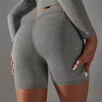Nessaj Бесшовные вязаные шорты для йоги с высокой талией Дышащие быстросохнущие шорты для фитнеса для бега и фитнеса S белый