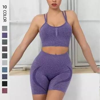 Nessaj бесшовный женский комплект для йоги эластичный спортивный бюстгальтер шорты для фитнеса спортивный костюм быстросохнущие тренировочные костюмы
