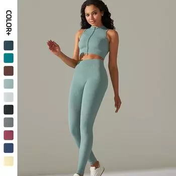 Nessaj бесшовный жилет на молнии, спортивная одежда, женский комплект для йоги, леггинсы с эффектом пуш-ап для тренажерного зала, женская одежда для фитнеса, тренировочная одежда