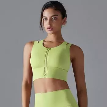 Nessaj без рукавов молния фитнес бюстгальтер женский йога спортивный жилет однотонный тренировка бег майка S чёрный