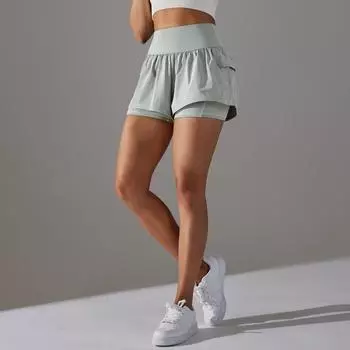 Nessaj быстросохнущие шорты для йоги женские спортивные шорты для спортзала с защитой от воздействия окружающей среды с карманами накладные двухкомпонентные шорты для йоги XS белый
