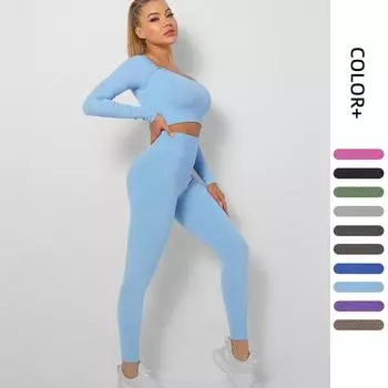 Nessaj комплект для йоги с длинными рукавами, женская спортивная одежда, бесшовные рубашки, леггинсы для фитнеса с высокой талией, спортивный костюм