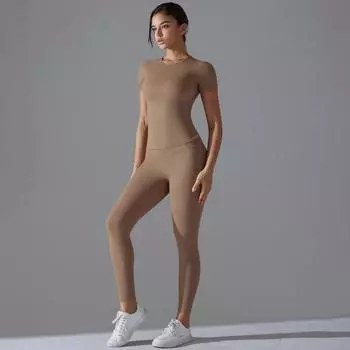 Nessaj Короткие женские тренировочные костюмы без рукавов, однотонные спортивные леггинсы с высокой талией и спортивной одеждой S серебряный/серый