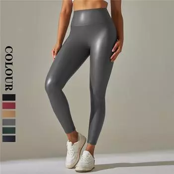 Nessaj Кожаные леггинсы с высокой талией Женские брюки из искусственной кожи Сексуальные черные брюки-карандаш с эффектом пуш-ап XS чёрный