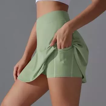 Nessaj Летняя женская спортивная йога мини короткая юбка с карманами модные спортивные теннисные гольф фитнес юбки S коричневый