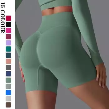 Nessaj персиковые бедра бесшовные шорты для фитнеса женские байкерские спортивные шорты с высокой талией леггинсы для йоги S чёрный