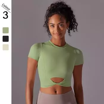 Nessaj Candy Color Yoga Shirts Women Fitness Short Sleeve Top Slim Sports Crop Top Quick Dry Running Tops S чёрный