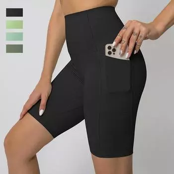 Nessaj шорты для йоги с высокой талией женские уличные байкерские шорты пуш-ап спортивные короткие леггинсы для спортзала S чёрный