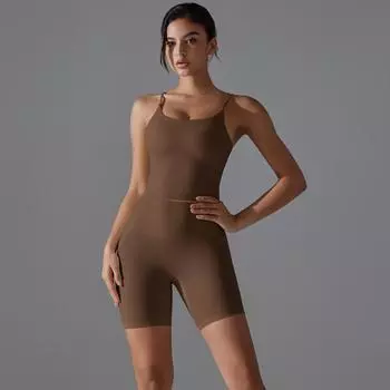 Nessaj Slevelless Йога Костюм Женская Одежда Для Тренировок Байкерские Спортивные Шорты Жилет С Открытой Спиной Тренажерный Зал Фитнес Наряд S чёрный