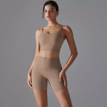 Nessaj Спортивная одежда для йоги, женский спортивный комплект для бега, быстросохнущий жилет без рукавов, шорты для йоги с пуш-апом S