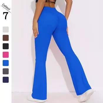 Nessaj спортивные расклешенные брюки женские с высокой талией расклешенные леггинсы для йоги фитнес повседневные брюки S серебряный серый