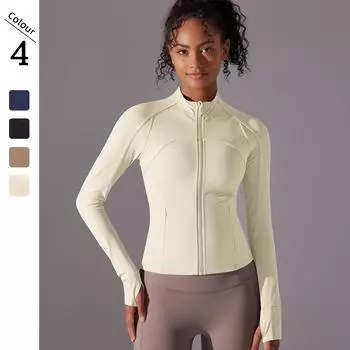 Nessaj Топы для йоги с длинным рукавом Женские спортивные рубашки на молнии Спортивные рубашки для бега и фитнеса S темно-синий