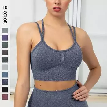 Nessaj Вязаный бюстгальтер для йоги женский высокоэластичный фитнес-спортивное нижнее белье противоударный спортивный бюстгальтер с открытой спиной