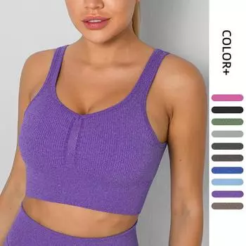 Nessaj вязаная майка для фитнеса женский противоударный спортивный бюстгальтер бесшовное нижнее белье для йоги тренажерный зал жилет для тренировок S сапфировый