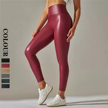 Nessaj женские брюки из искусственной кожи, эластичные кожаные леггинсы с высокой талией, спортивные леггинсы для йоги XS чёрный