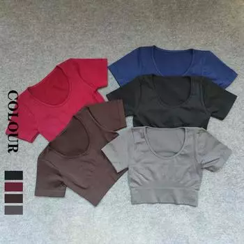 Nessaj женские рубашки для бега с короткими рукавами, сексуальные рубашки для йоги, быстросохнущие спортивные укороченные топы, бесшовный топ для фитнеса S темно-синий