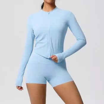 Nessaj Женские спортивные шорты на молнии для бега, обтягивающие, однотонные, с длинным рукавом, для фитнеса, дышащие, для йоги S розовый