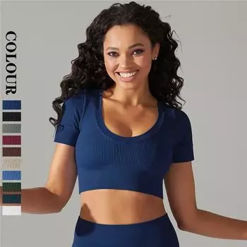 Nessaj женские сухие быстрые футболки для йоги в тренажерном зале дышащая спортивная футболка для фитнеса топ с короткими рукавами для бега S темно-синий