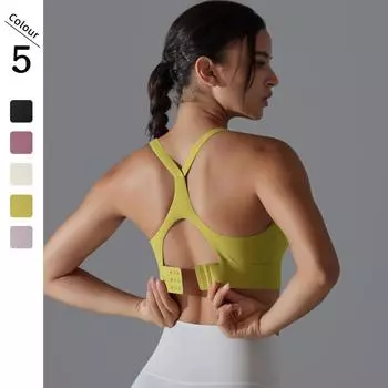 Nessaj Женская спортивная майка Push Up с открытой спиной для йоги и фитнеса, противоударное нижнее белье для тренировок в спортзале S чёрный