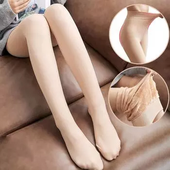 Nessaj зимние теплые леггинсы с носками женские плюс бархатные зимние леггинсы высокая эластичность теплые брюки one size чёрный