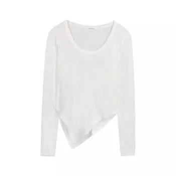 Нестандартная белая тонкая футболка с длинными рукавами, женское осеннее платье, новый дизайн, студенты Sense носят нижнюю рубашку, топ M белый