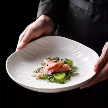 Нестандартная керамическая обеденная тарелка, суповые тарелки, фруктовница, салатница, тарелка для стейка в западном стиле, тарелка для суши, десертная миска, поднос для закусок