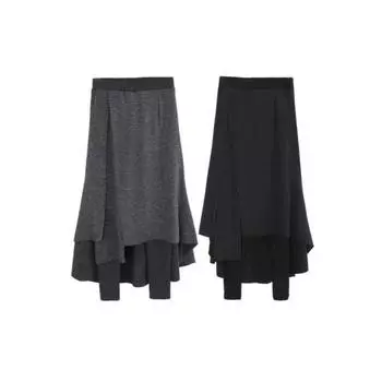 Нестандартные брюки-кюлоты женские новые поддельные двухсекционные юбки большого размера нишевый дизайн многослойные интегрированные брюки-кюлоты M