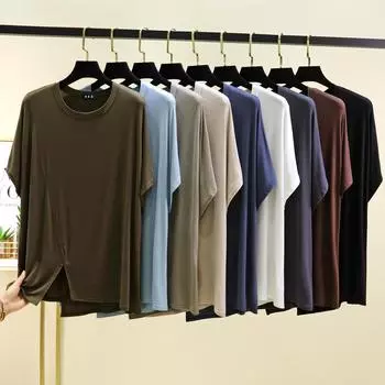 Нестандартные футболки с короткими рукавами Футболки с О-образным вырезом из модала для женщин Тонкий базовый слой Свободные майки Популярные футболки Все подходят L белый