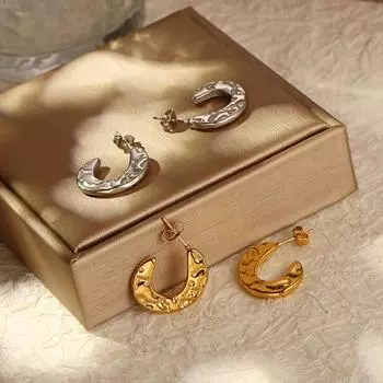 Нестандартные гидравлические сплошные серьги из нержавеющей стали, покрытые 18-каратным золотом, не выцветающие серьги из нержавеющей стали