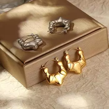 Нестандартные серьги из нержавеющей стали, простые женские трендовые серьги с покрытием из 18-каратного золота, легкие, роскошные, премиум-серьги