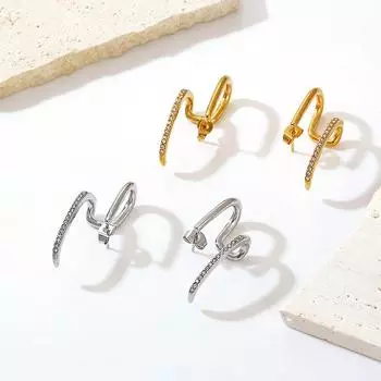 Нестандартные серьги из нержавеющей стали с бриллиантами, высококачественные женские легкие роскошные стильные украшения для ушей из 18-каратного золота