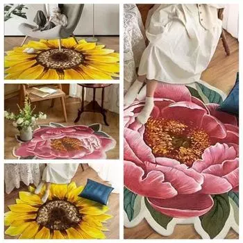 Нестандартный ковер для гостиной с рисунком подсолнухов, противоскользящий коврик, коврик для двери, напольный коврик для спальни M жёлтый