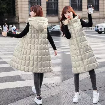 Нестимый глянцевый пуховый хлопковый жилет для женщин, зимняя новая версия 2022, свободная трендовая куртка без рукавов средней длины L белый